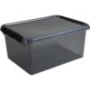 Comfort line opbergbox 15 liter transparant grijs/zwart  40 x 30 x 18 cm