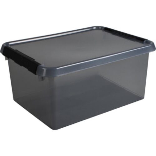 Comfort line opbergbox 15 liter transparant grijs/zwart 40 x 30 x 18 cm