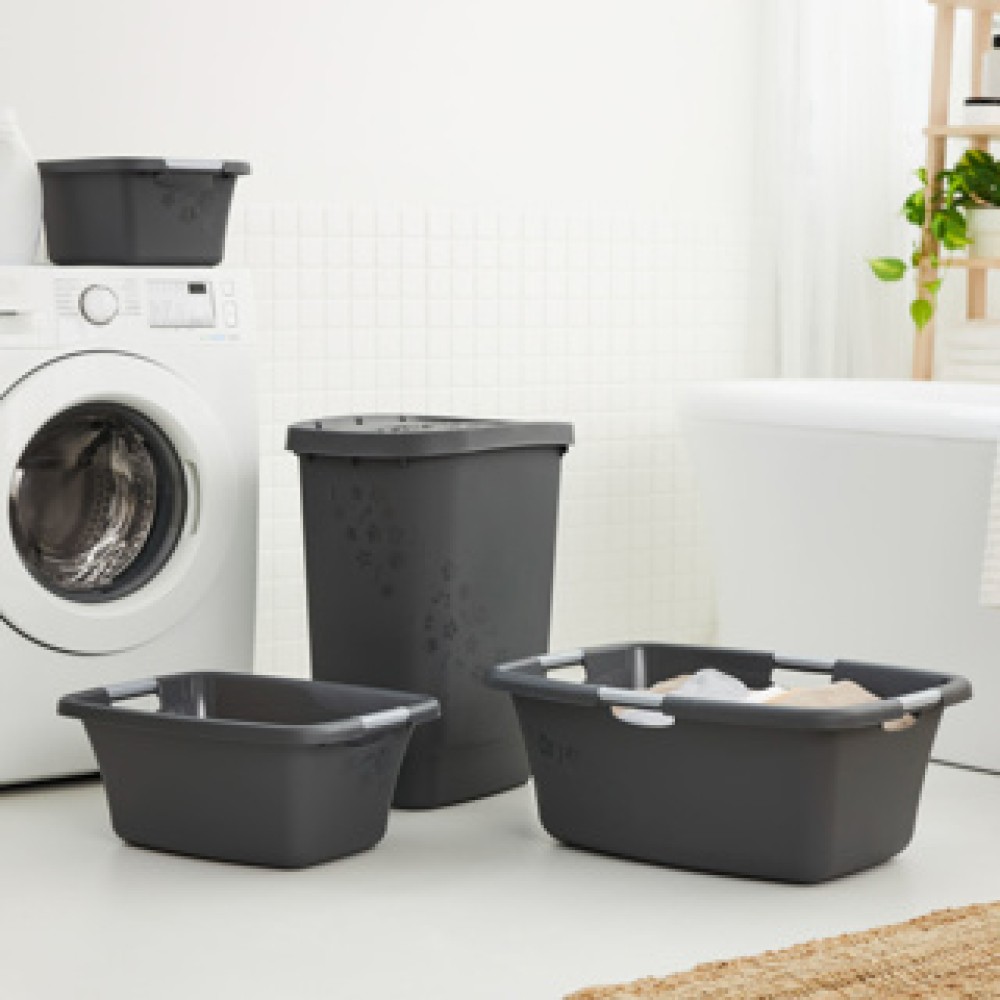 Rotho wasmand 25 liter flowers grey - Afbeelding 3