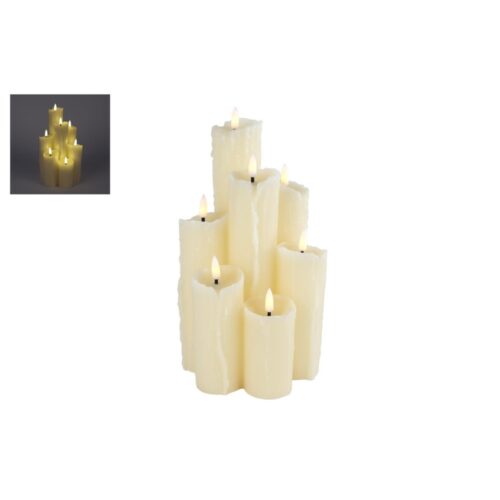 Kaarsenset LED 7 delig L creme 14,5x14,5x25,5cm