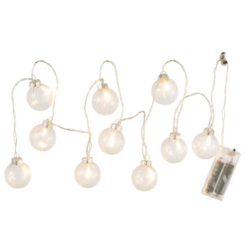 Lichtketting led op batterij glazen bollen 165 cm