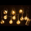 Lichtketting led op batterij glazen bollen 165 cm