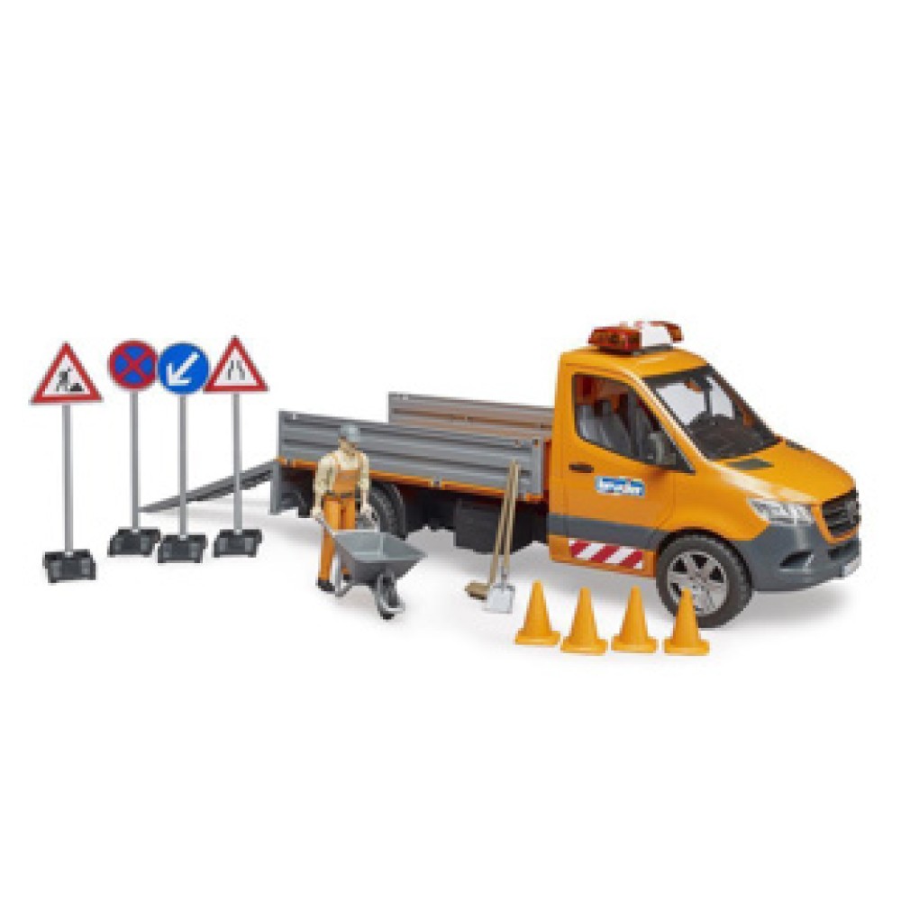 Bruder Mercedes-Benz Sprinter Wegenbouw met Figuur en Accessoires + Licht en Geluid - Afbeelding 2