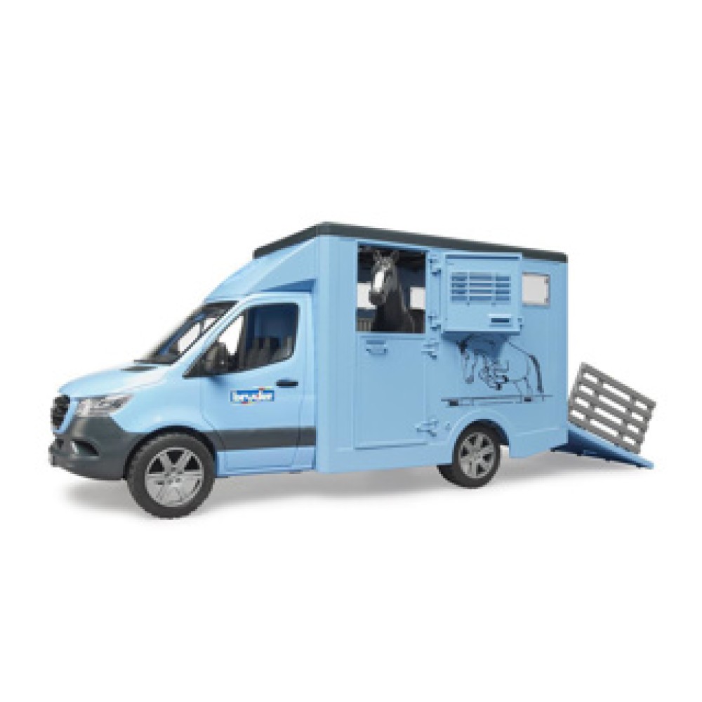 Bruder Diertransporter Mercedes Benz Met 1 Paard - Afbeelding 4