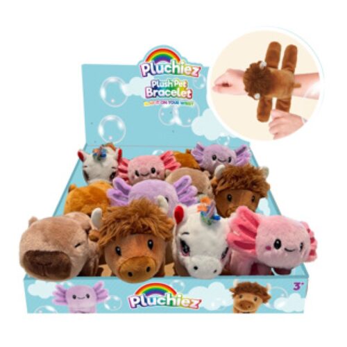 Pluchiez pluche klaparmband pluche groot 6 assorti (assortiment – willekeurige uitvoering)