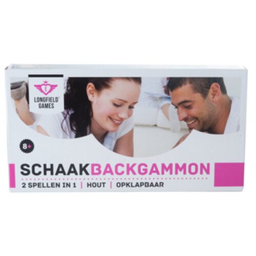 Schaak Backgammon cassette hout 30x16x4 cm