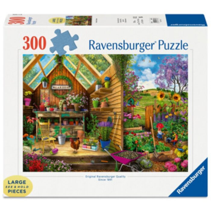 Ravensburger puzzel blik in het tuinhuis 300 stukjes extra groot