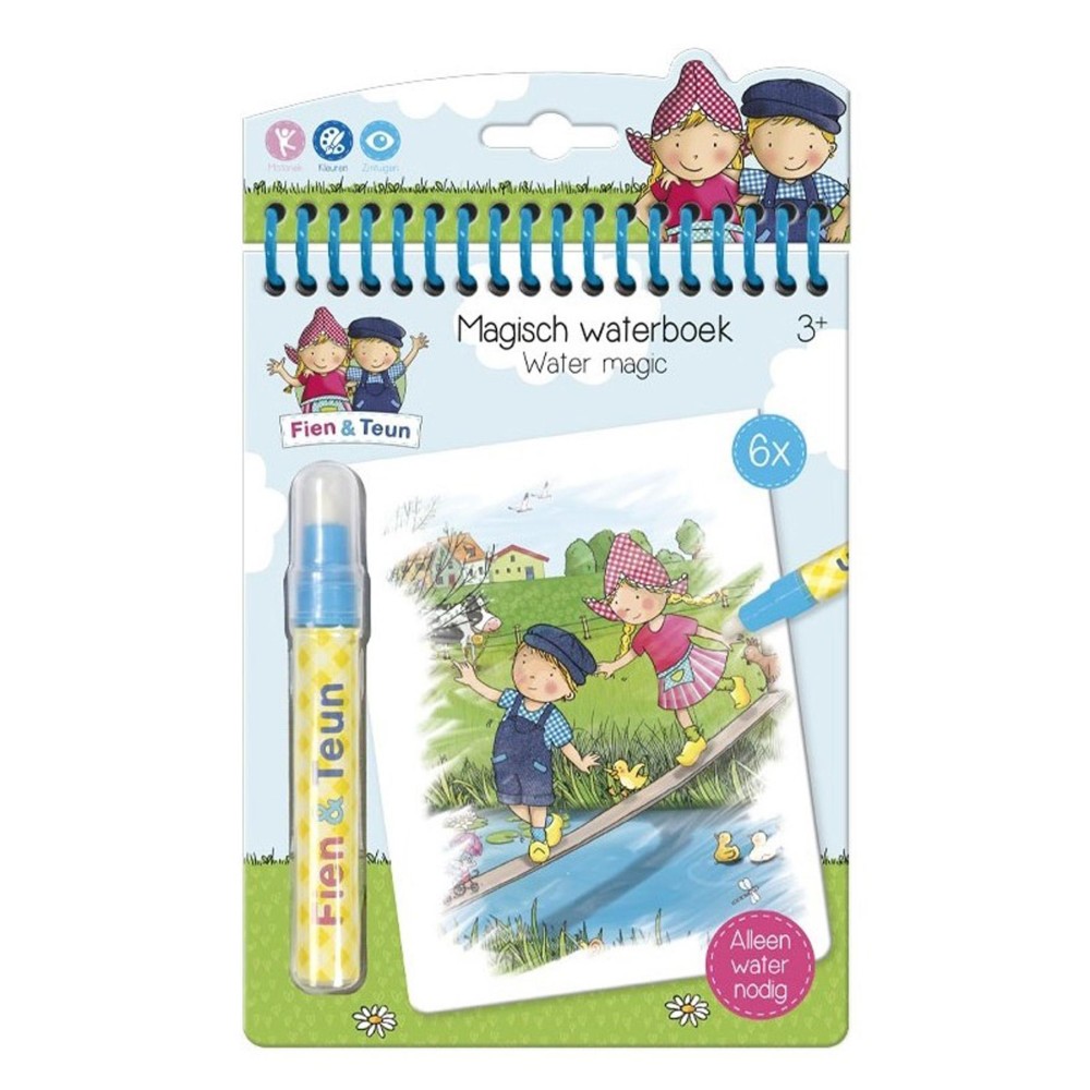 Fien en Teun kleuren met water magisch
