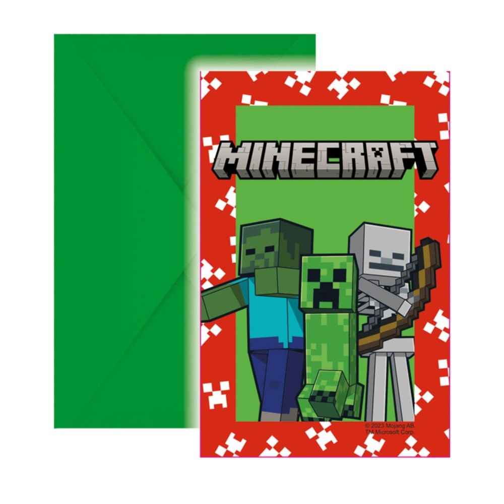 Minecraft Uitnodigingen 6 Stuks