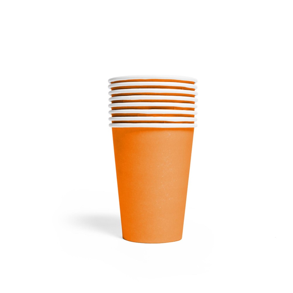 8 Papieren Bekertjes 210 ML Oranje