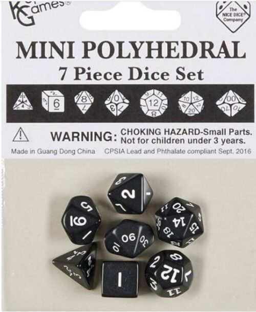 Mini Opaque B/W Polydice Dobbelsteen Set