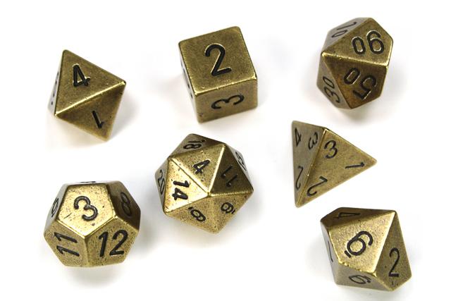 Metal Polyhedral Old Brass Dobbelsteen S
