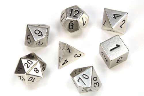 Metal Polyhedral Silver Dobbelsteen Set