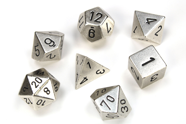Metal Polyhedral Silver Dobbelsteen Set