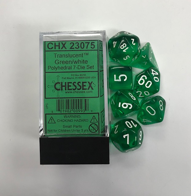 Translucent Green/white Polydice Dobbels
