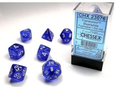 Translucent Blue/white Polydice Dobbelst