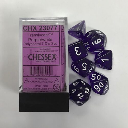 Translucent Purple/white Polydice Dobbel