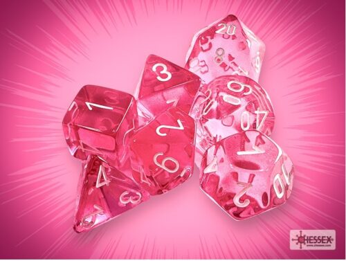 Translucent Pink/white Polydice Dobbelst