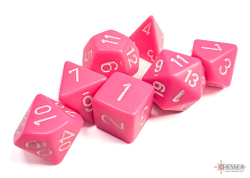 Opaque Polyhedral Pink/white Dobbelsteen