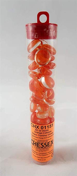 Glass Gaming Stones - Catseye Orange (40