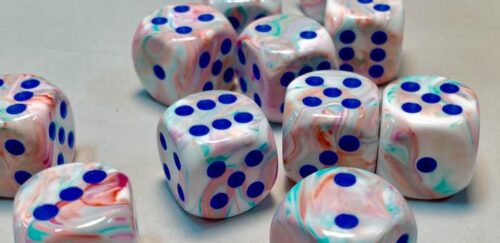 Festive Pop Art/blue D6 16mm Dobbelsteen