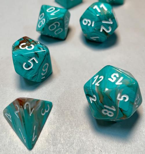 Marble Oxi-copper/white Polydice Dobbels