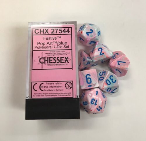 Festive Pop Art/blue Polydice Dobbelstee