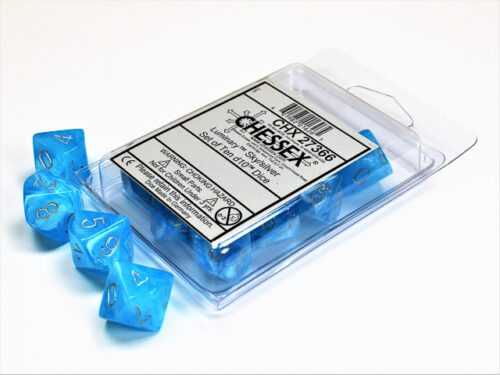 Luminary Sky/silver Luminary D10 Dobbels