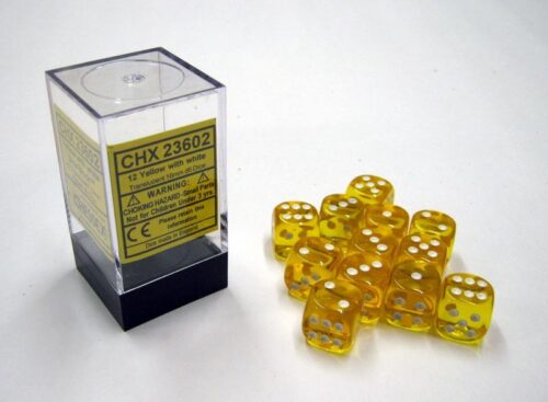 Translucent Yellow/white D6 16mm Dobbels