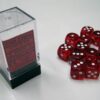 Translucent Red/white D6 16mm Dobbelstee