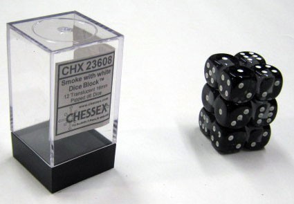 Translucent Smoke/white D6 16mm Dobbelst