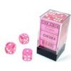 Translucent Pink/white D6 16mm Dobbelste