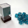 Translucent Teal/white D6 16mm Dobbelste