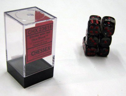 Translucent Smoke/red D6 16mm Dobbelstee
