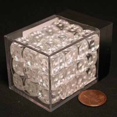 Translucent Clear/white D6 12mm Dobbelst
