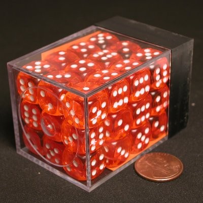 Translucent Orange/white D6 12mm Dobbels
