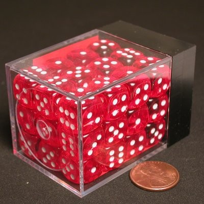 Translucent Red/white D6 12mm Dobbelstee