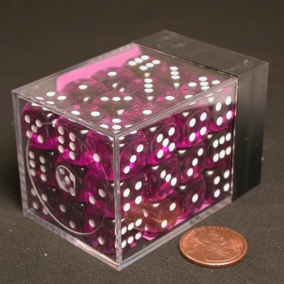 Chessex Translucent Purple/white D6 12mm Dobbelsteen Set (36 stuks) – vanaf 3 jaar