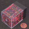 Translucent Smoke/red D6 12mm Dobbelstee