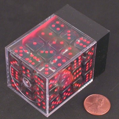 Translucent Smoke/red D6 12mm Dobbelstee