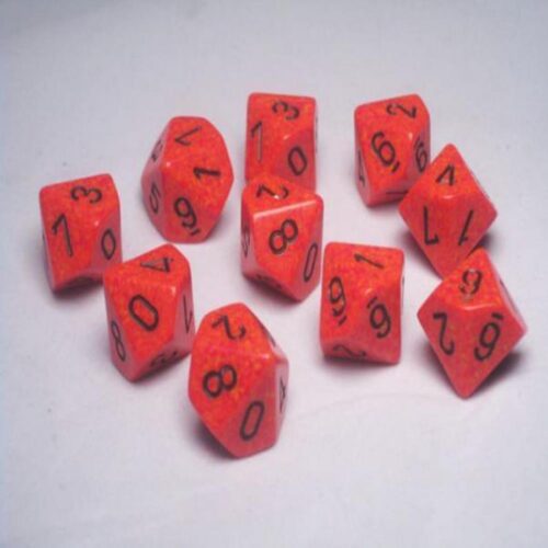 Fire Speckled D10 Dobbelsteen Set (10 st