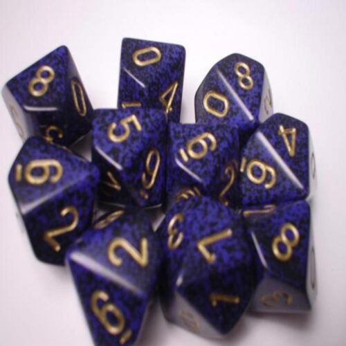 Golden Cobalt Speckled D10 Dobbelsteen S