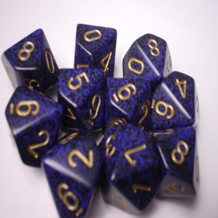 Golden Cobalt Speckled D10 Dobbelsteen S