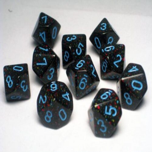 Blue Stars Speckled D10 Dobbelsteen Set