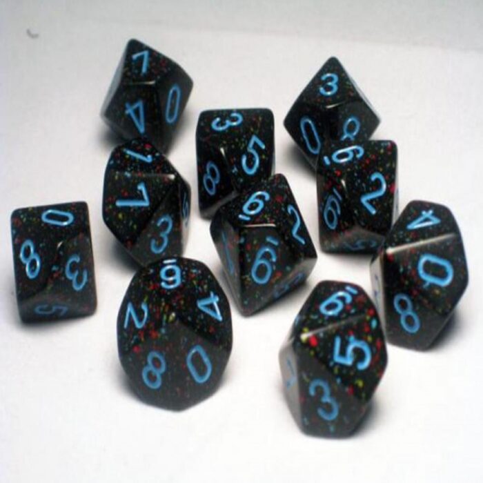 Blue Stars Speckled D10 Dobbelsteen Set