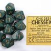Opaque Dusty Green/gold D10 Dobbelsteen