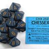 Opaque Dusty Blue/gold D10 Dobbelsteen S