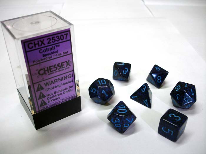 Cobalt Speckled Polydice Dobbelsteen Set