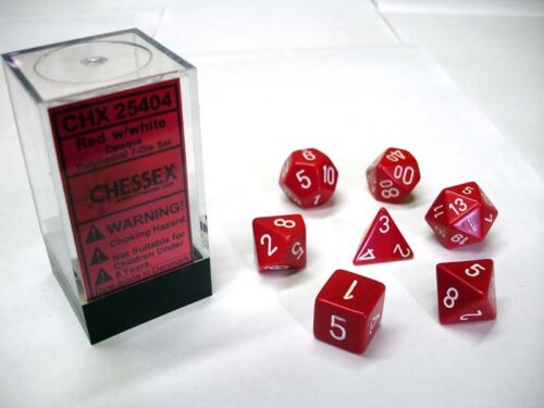 Opaque Red/white Polydice Dobbelsteen Se