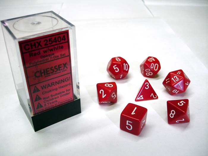 Opaque Red/white Polydice Dobbelsteen Se
